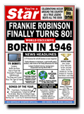 80th BIRTHDAY CARD, FUN NEWSPAPER FRONT PAGE