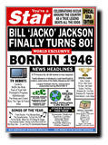 80th BIRTHDAY CARD, FUN NEWSPAPER FRONT PAGE