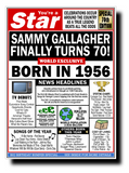 70th BIRTHDAY CARD, FUN NEWSPAPER FRONT PAGE