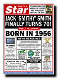 70th BIRTHDAY CARD, FUN NEWSPAPER FRONT PAGE
