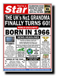 60th BIRTHDAY CARD, FUN NEWSPAPER FRONT PAGE