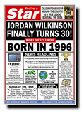 30th BIRTHDAY CARD, FUN NEWSPAPER FRONT PAGE