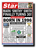 30th BIRTHDAY CARD, FUN NEWSPAPER FRONT PAGE