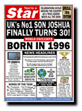 30th BIRTHDAY CARD, FUN NEWSPAPER FRONT PAGE