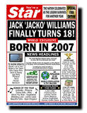 18th BIRTHDAY CARD, FUN NEWSPAPER FRONT PAGE