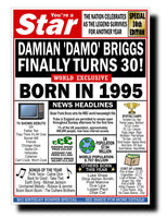 30th BIRTHDAY CARD, FUN NEWSPAPER FRONT PAGE