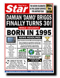 30th BIRTHDAY CARD, FUN NEWSPAPER FRONT PAGE