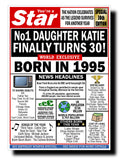 30th BIRTHDAY CARD, FUN NEWSPAPER FRONT PAGE