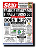 50th BIRTHDAY CARD, FUN NEWSPAPER FRONT PAGE