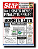 50th BIRTHDAY CARD, FUN NEWSPAPER FRONT PAGE