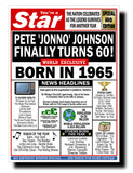 60th BIRTHDAY CARD, FUN NEWSPAPER FRONT PAGE