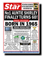 60th BIRTHDAY CARD, FUN NEWSPAPER FRONT PAGE