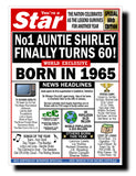 60th BIRTHDAY CARD, FUN NEWSPAPER FRONT PAGE