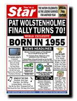 70th BIRTHDAY CARD, FUN NEWSPAPER FRONT PAGE