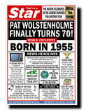 70th BIRTHDAY CARD, FUN NEWSPAPER FRONT PAGE