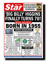 70th BIRTHDAY CARD, FUN NEWSPAPER FRONT PAGE