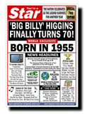 70th BIRTHDAY CARD, FUN NEWSPAPER FRONT PAGE