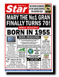 70th BIRTHDAY CARD, FUN NEWSPAPER FRONT PAGE