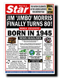 80th BIRTHDAY CARD, FUN NEWSPAPER FRONT PAGE