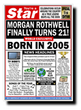 21st BIRTHDAY CARD, FUN NEWSPAPER FRONT PAGE