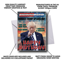 DONALD TRUMP FUNNY BIRTHDAY CARD