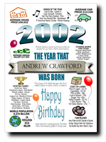 BORN IN THE YEAR 2002 BIRTHDAY CARD