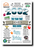 BORN IN THE YEAR 2002 BIRTHDAY CARD