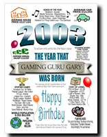 BORN IN THE YEAR 2003 BIRTHDAY CARD