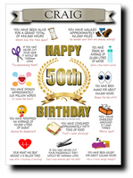50th BIRTHDAY CARD, FULL OF AMAZING LIFE FACTS