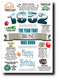 BORN IN THE YEAR 1952 BIRTHDAY CARD