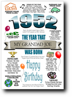 BORN IN THE YEAR 1952 BIRTHDAY CARD