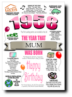 BORN IN THE YEAR 1958 BIRTHDAY CARD