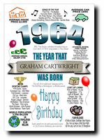 BORN IN THE YEAR 1964 BIRTHDAY CARD