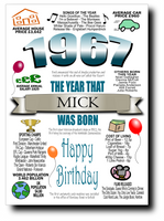 BORN IN THE YEAR 1967 BIRTHDAY CARD
