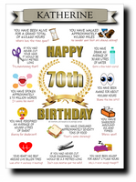 70th BIRTHDAY CARD, FULL OF AMAZING LIFE FACTS