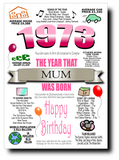 BORN IN THE YEAR 1973 BIRTHDAY CARD