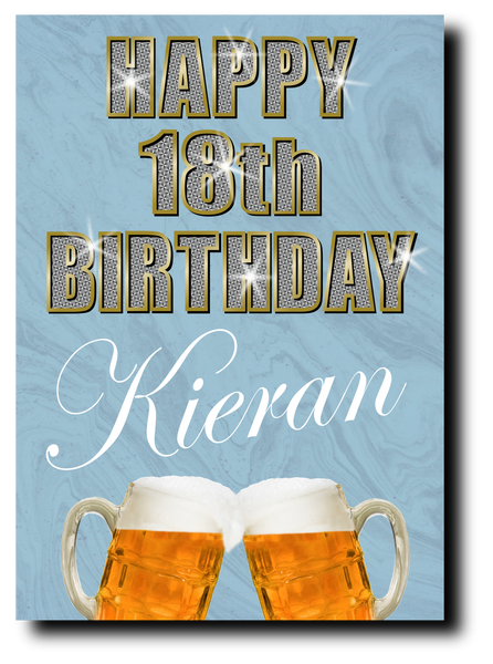 18th BIRTHDAY CARD DIAMOND STYLE BLUE