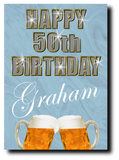 50th BIRTHDAY CARD DIAMOND STYLE BLUE