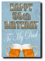 50th BIRTHDAY CARD DIAMOND STYLE BLUE