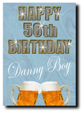 50th BIRTHDAY CARD DIAMOND STYLE BLUE