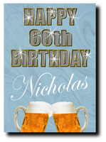 60th BIRTHDAY CARD DIAMOND STYLE BLUE