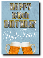 80th BIRTHDAY CARD DIAMOND STYLE BLUE