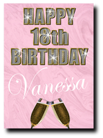 18th BIRTHDAY CARD DIAMOND STYLE PINK