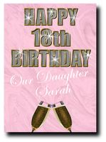 18th BIRTHDAY CARD DIAMOND STYLE PINK