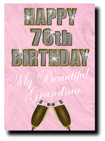 70th BIRTHDAY CARD DIAMOND STYLE PINK