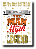 70th BIRTHDAY CARD, MAN, MYTH, LEGEND