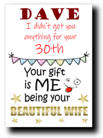 FUNNY 30th BIRTHDAY CARD